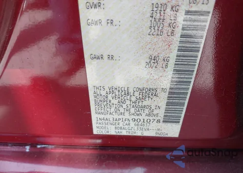 2015 Nissan Altima 2.5 S from USA, damaged, VIN 1N4AL3AP1FN901078